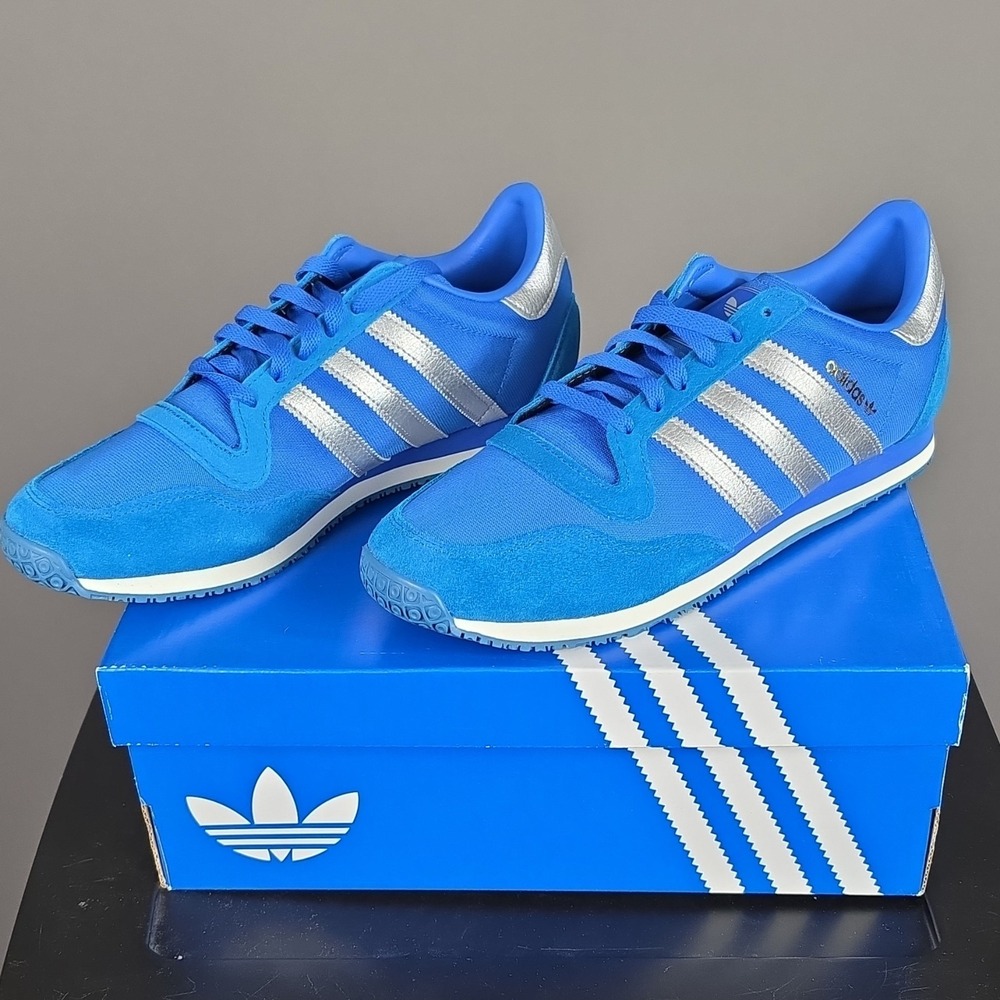 Adidas Galaxy OG Blue Silver Metallic Mens Sneakers JR6169 Low Top Shoes